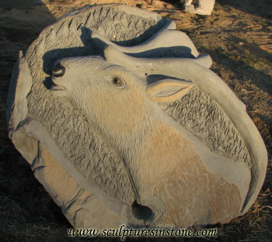 Stone Elk Sculpture